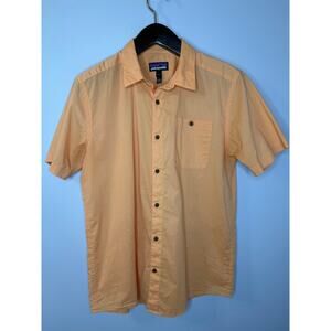 Patagonia Men's Sunrise Stream Shirt Short Sleeve Cotton Sz L Heirloom Peach